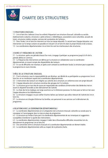 Charte Lire et Faire Lire - structure - Udaf 14 Calvados