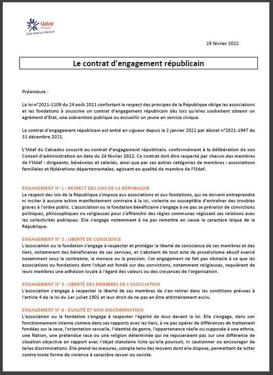 contrat engagement républicain